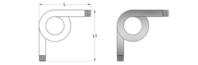 Pipe Gauge 90° Syphon Main View